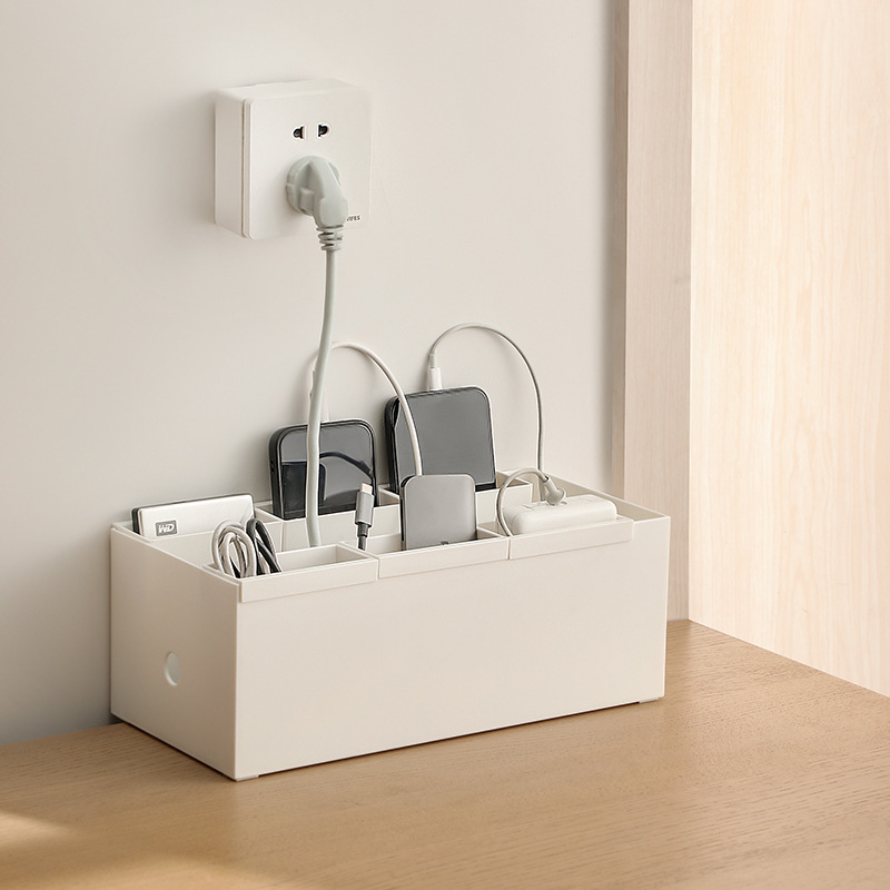 Home Office Desk With Drawers - Data Cable Storage Box Wire Organizer