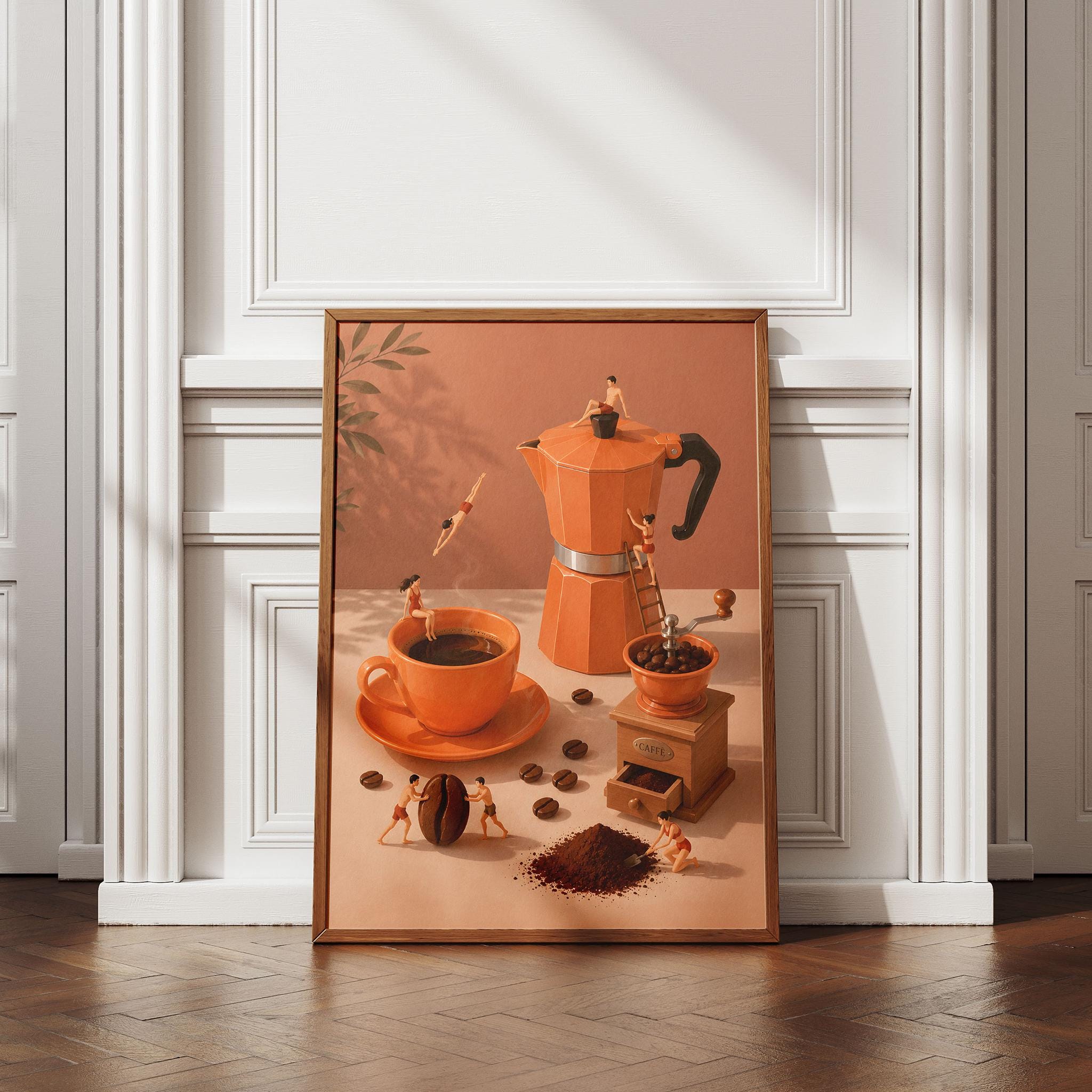 Home Office Moka - Retro Coffee Wall Art Print, Moka