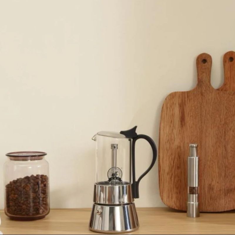Home Office Moka - 4cups See-Through Moka Pot: High-Borosilicate Glass