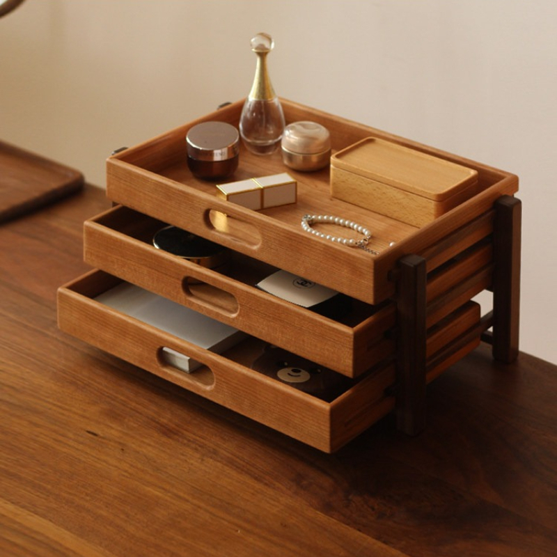 Home Office Desk With Drawers - Wooden Desk Organizer,3-Layer Drawer Organizer,Tabletop Storage