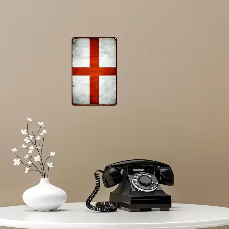 Home Office England - Vintage Distressed St George's Cross Metal
