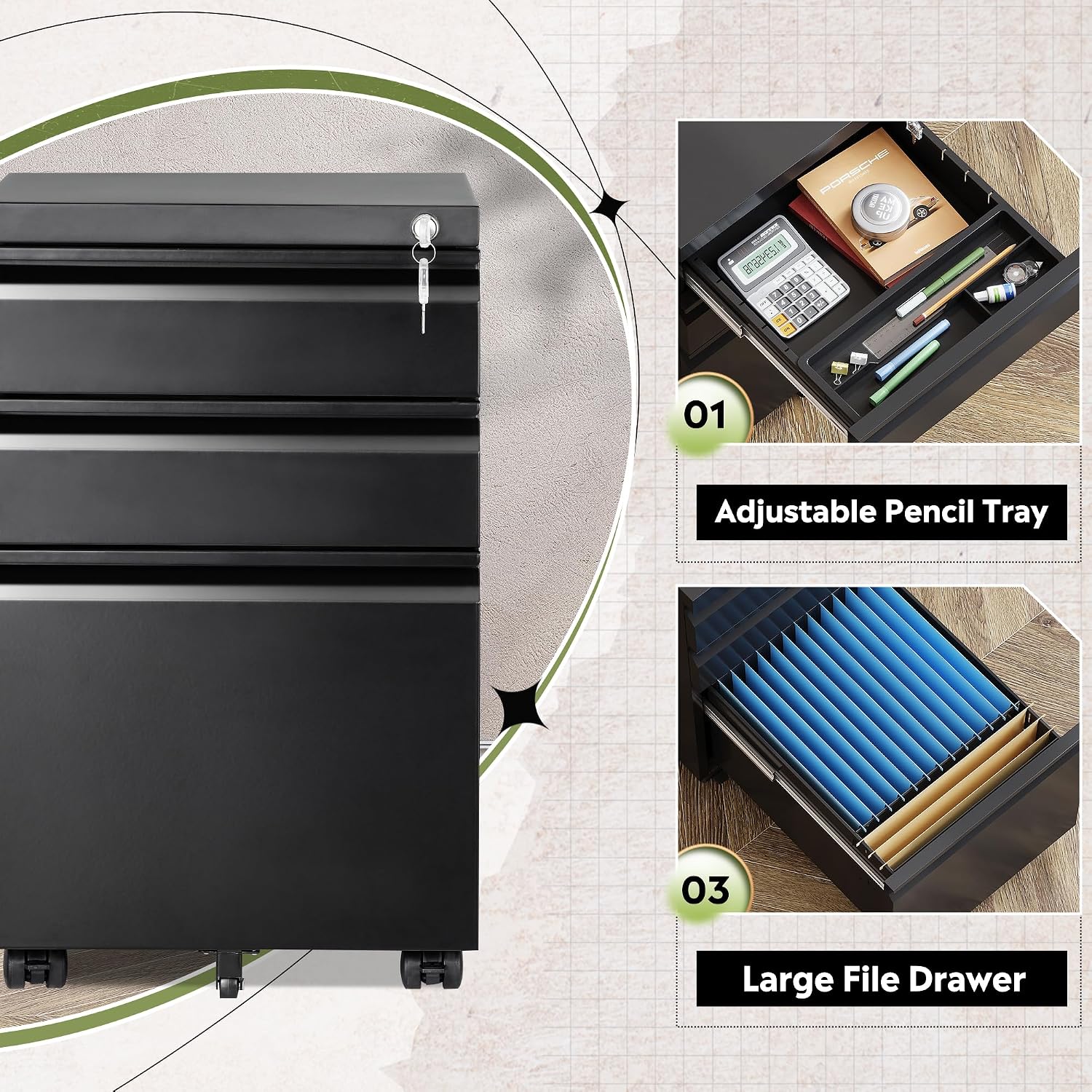 3 Drawer Locking File Cabinet  - Drawer Pedestal Cabinet recension och pris