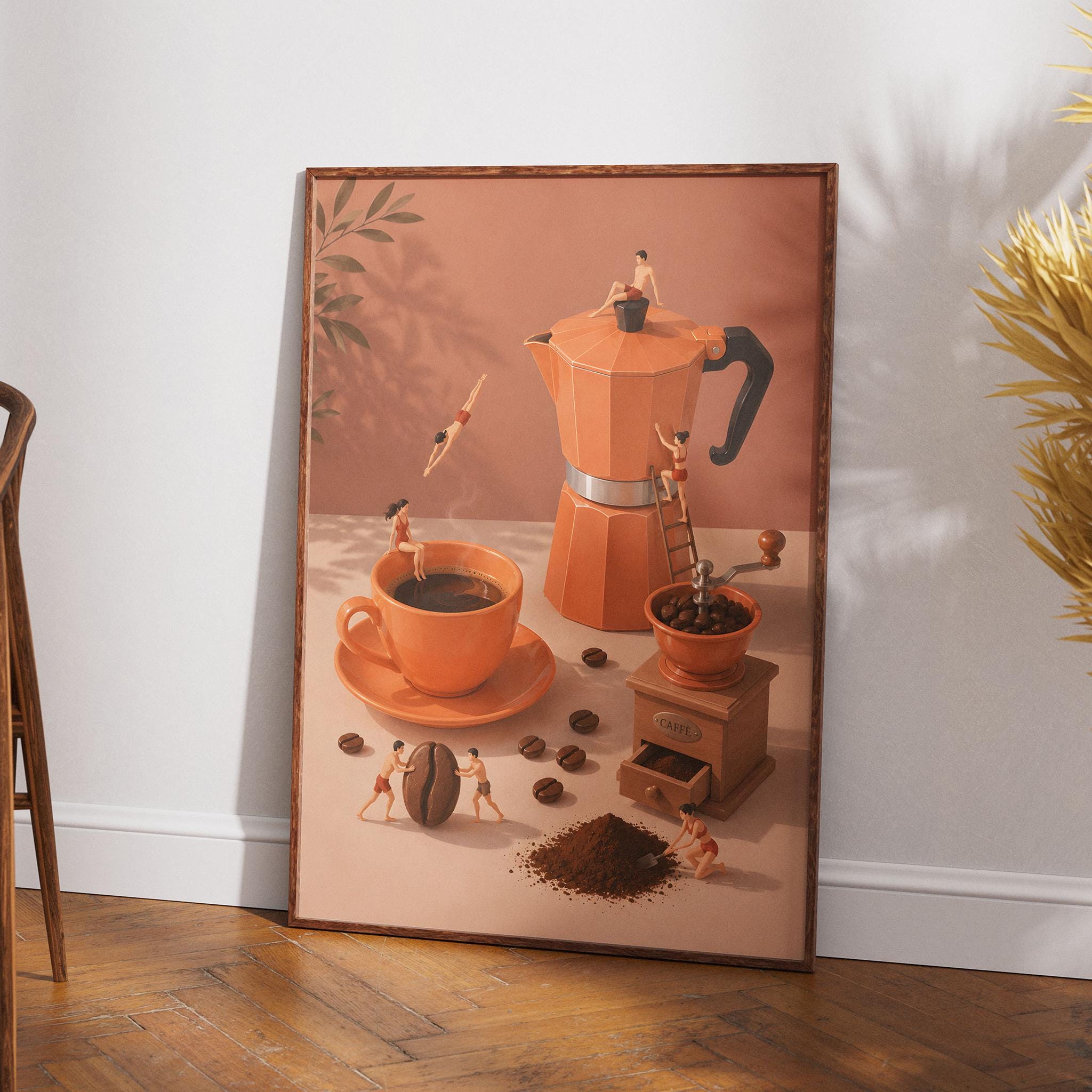 Retro Coffee Wall Art Print, M - Home Office Moka recension och pris