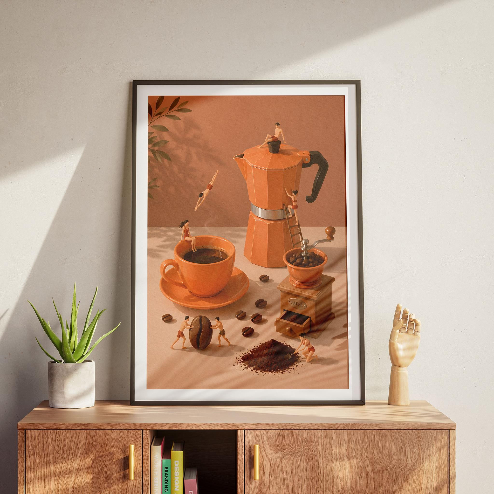 Retro Coffee Wall Art Print, M - Home Office Moka recension och pris