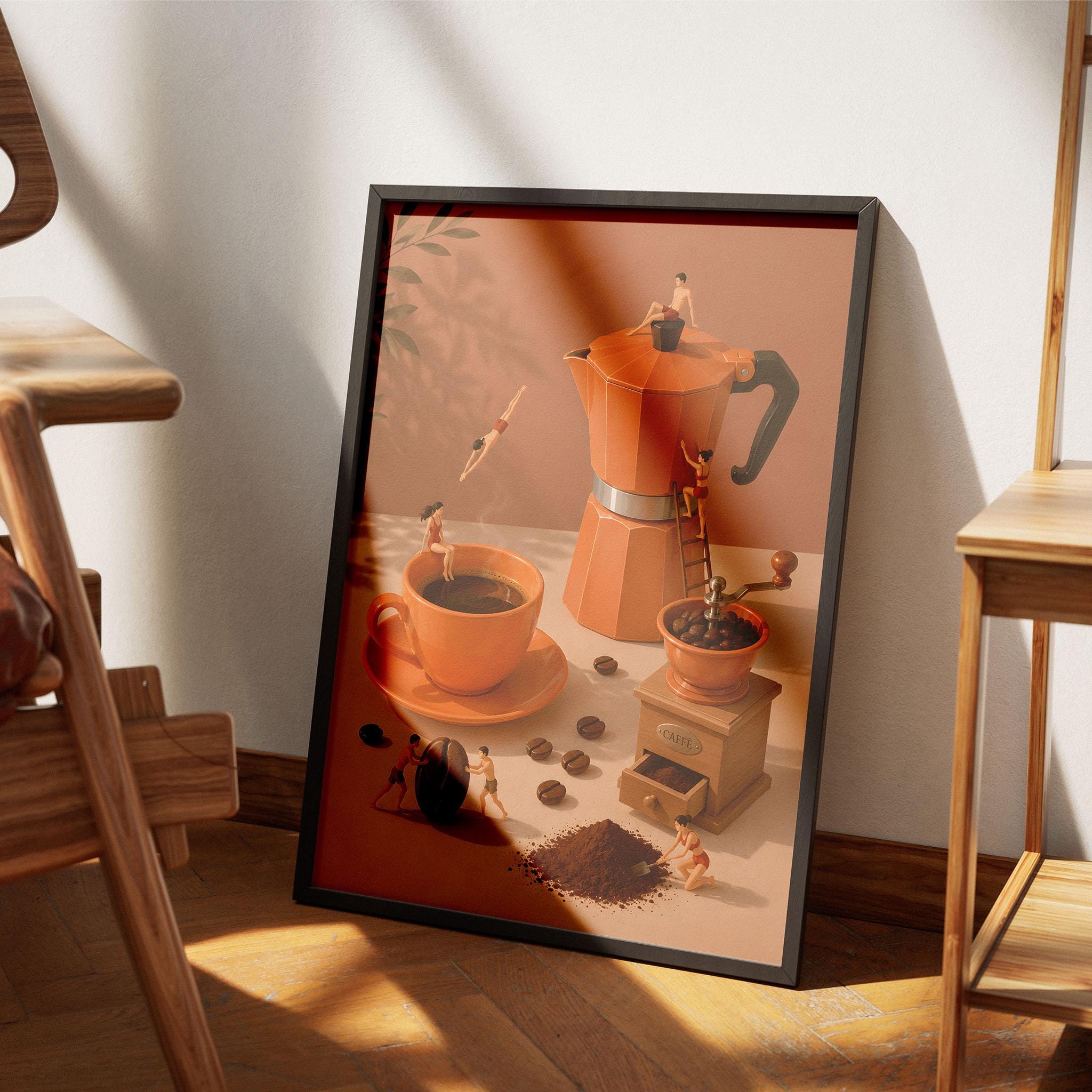 Retro Coffee Wall Art Print, M - Home Office Moka recension och pris